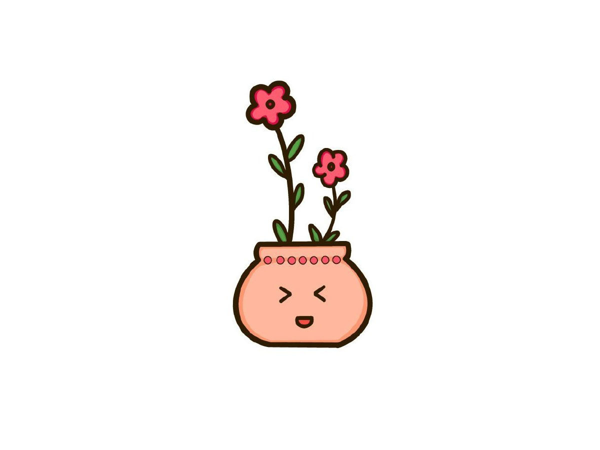 Q版花花盆栽简笔画教程