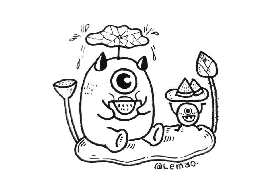 小怪兽的夏天简笔画图片