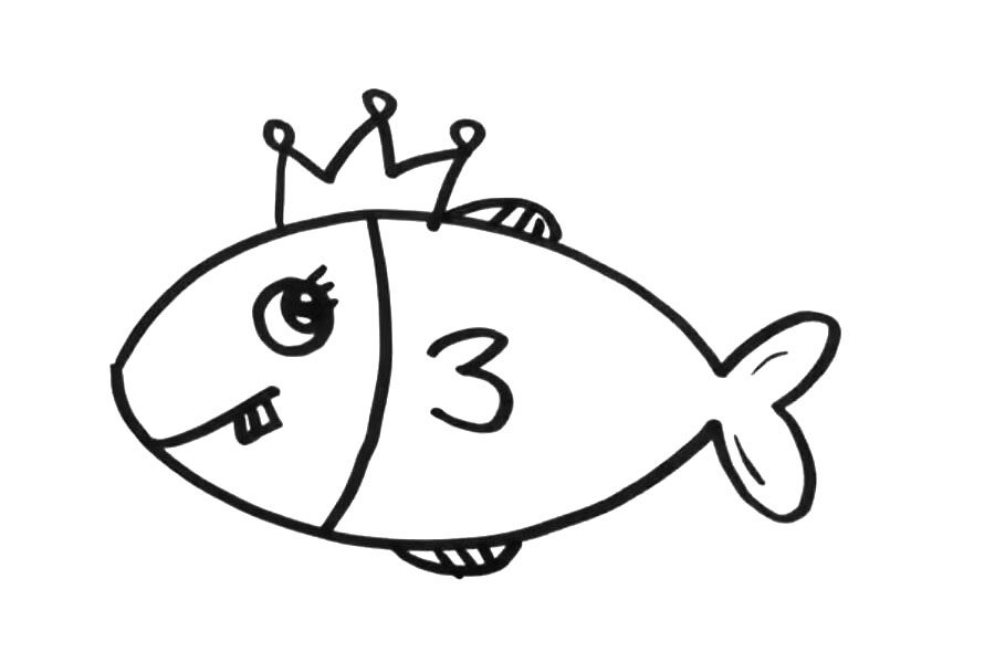 小学生卡通版小鱼怎么画