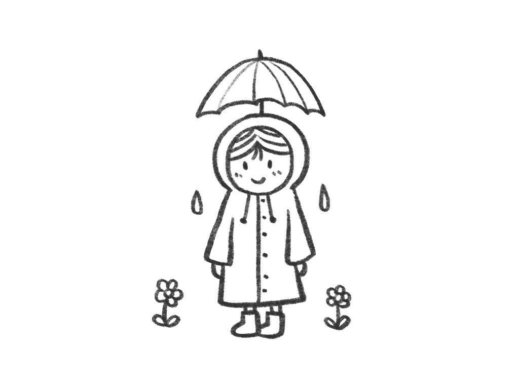 下雨天穿雨衣的小朋友简笔画教程