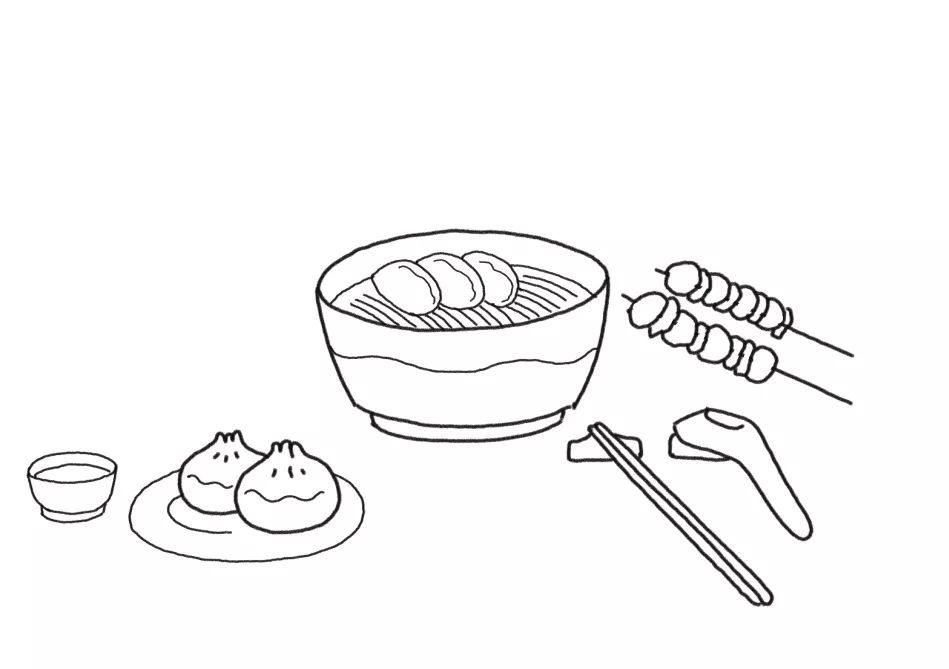 一桌美食简笔画画法步骤