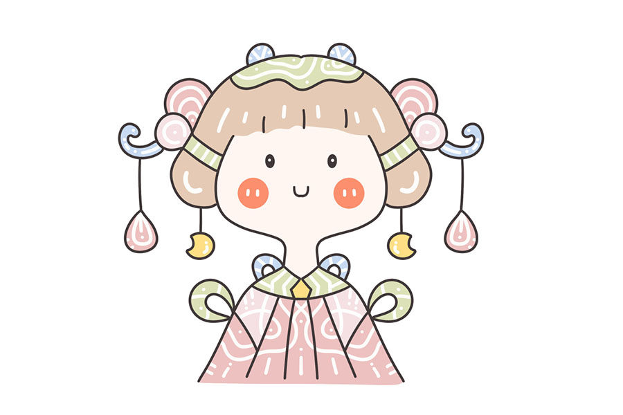 古风简笔画头像 小朋友们都爱画的古风小女孩简笔画图片