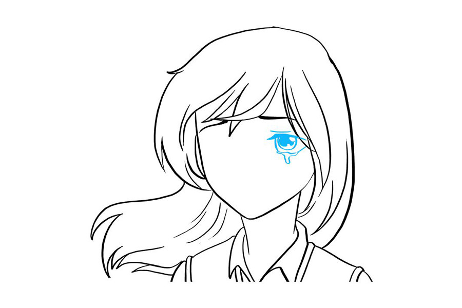 动漫版哭泣的小女孩怎么画