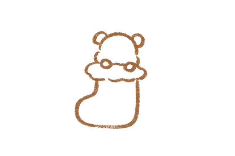 小熊圣诞袜怎么画