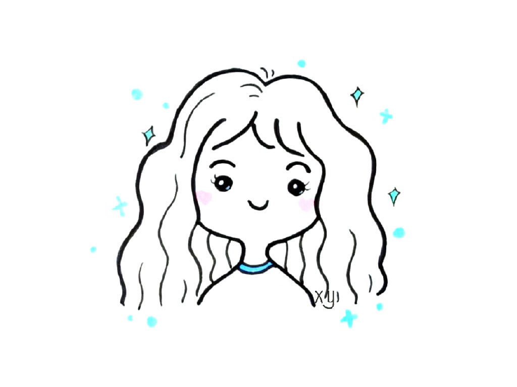 一组美女小头像简笔画图片