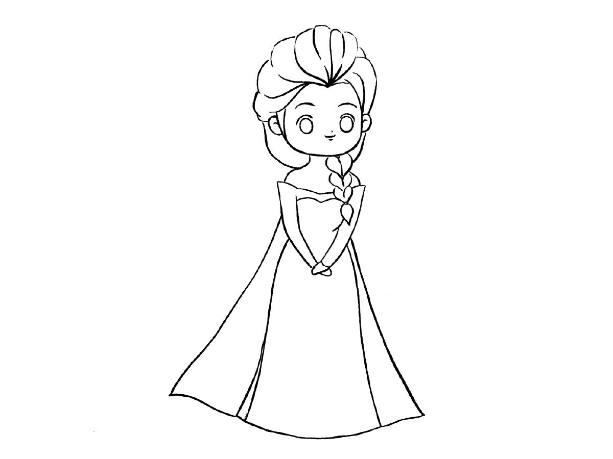 冰雪女王艾莎公主简笔画画法教程