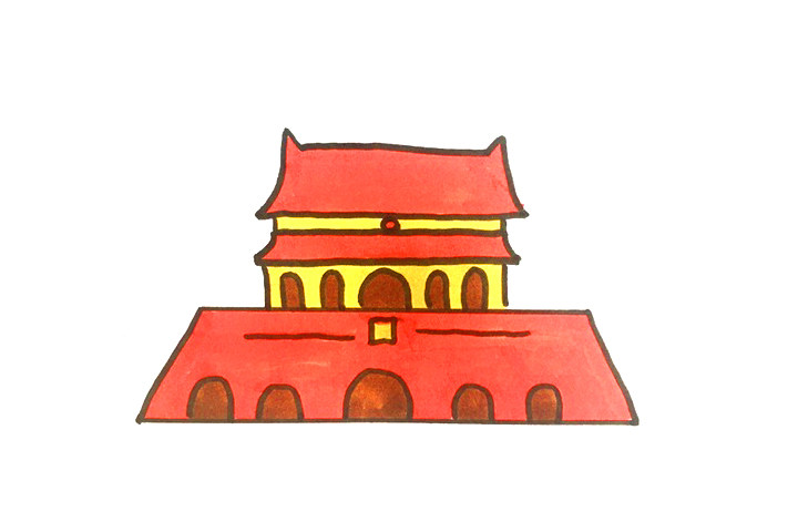简单的天安门怎么画