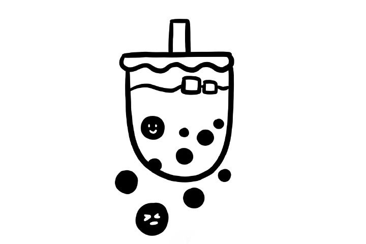 黄金波波奶茶简笔画画法