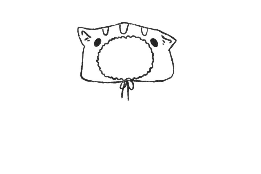 穿小猫雨衣的小朋友简笔画