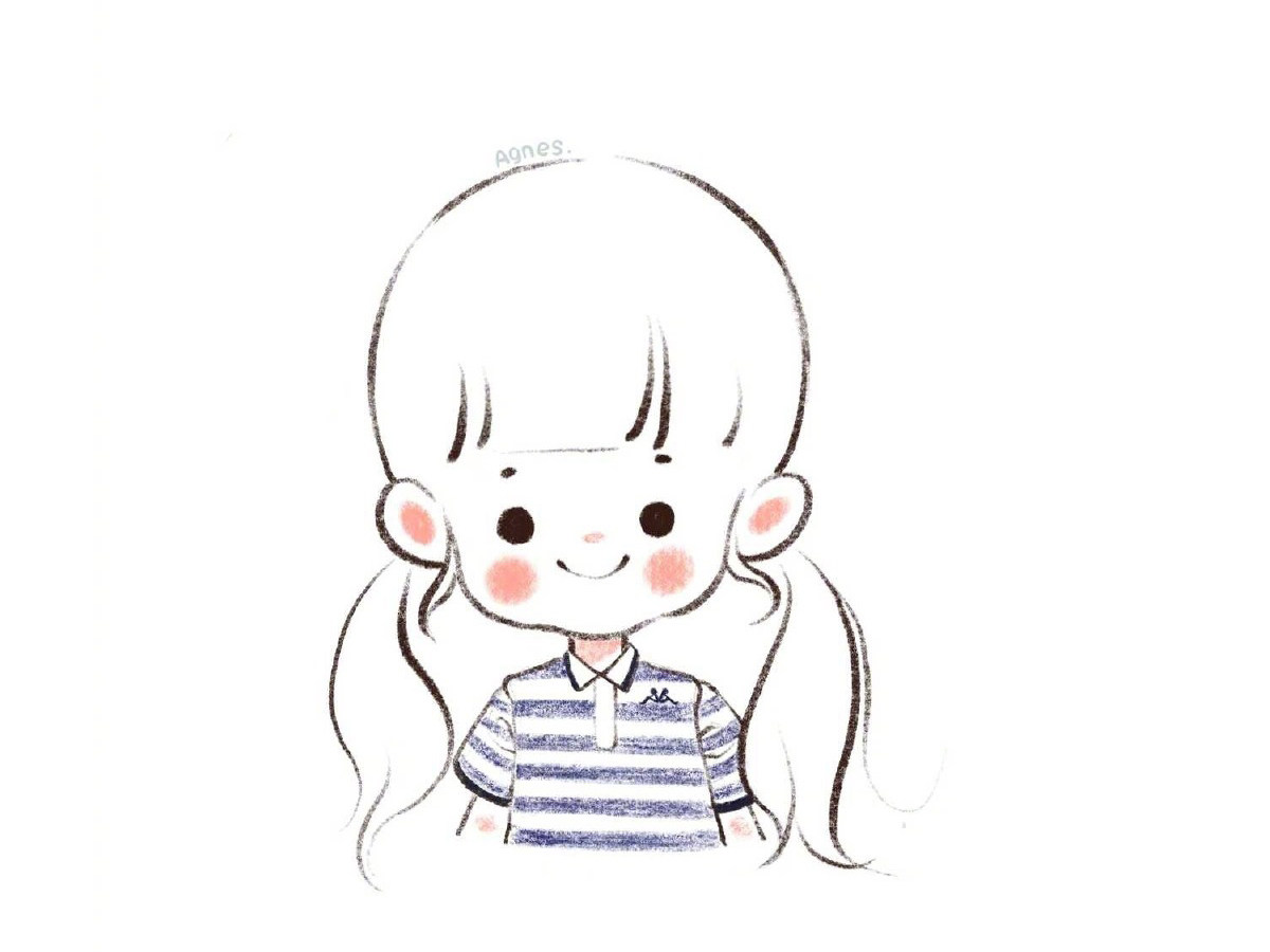 一组可爱的小女孩简笔画图片