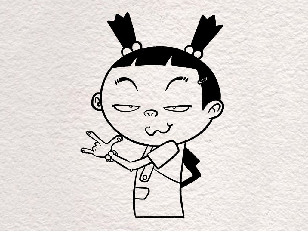 阿衰漫画之大脸妹简笔画画法步骤