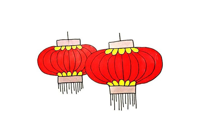 红灯笼简笔画画法步骤