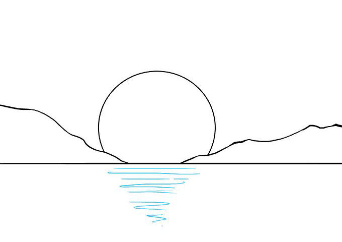 海上日落风景怎么画