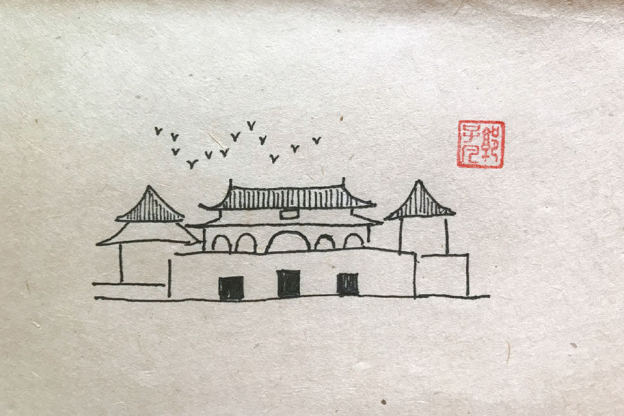 北京著名建筑简笔画图片 天安门 故宫