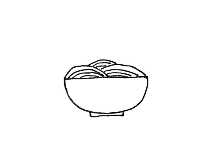 一碗面条简笔画画法步骤