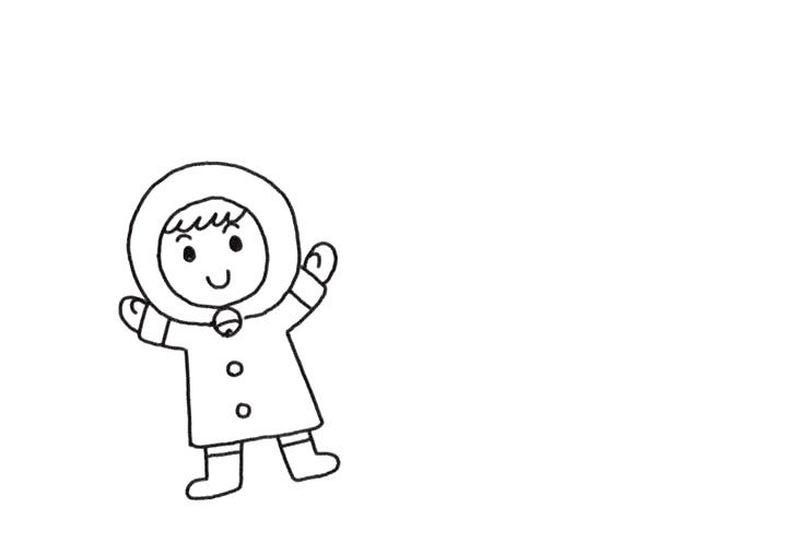 小女孩堆雪人简笔画画法步骤