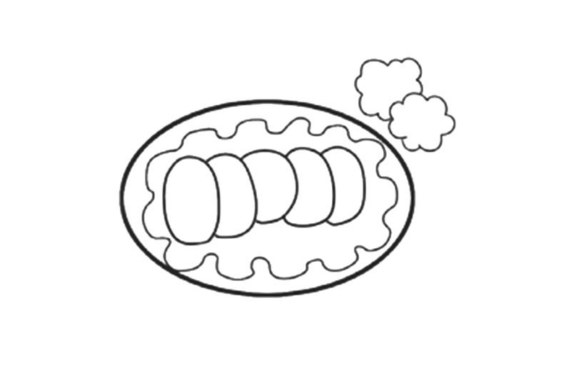 美味火锅菜一盘午餐肉简笔画
