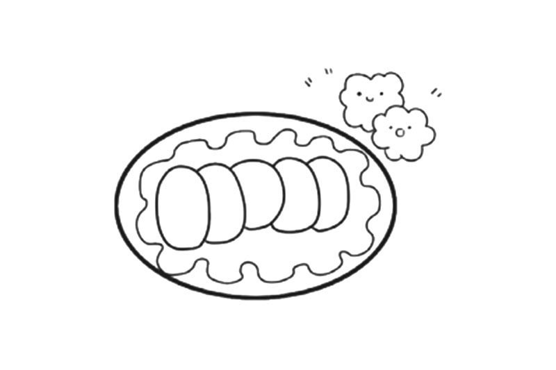美味火锅菜一盘午餐肉简笔画
