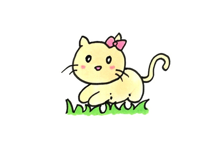 怎么画可爱的小猫简笔画步骤