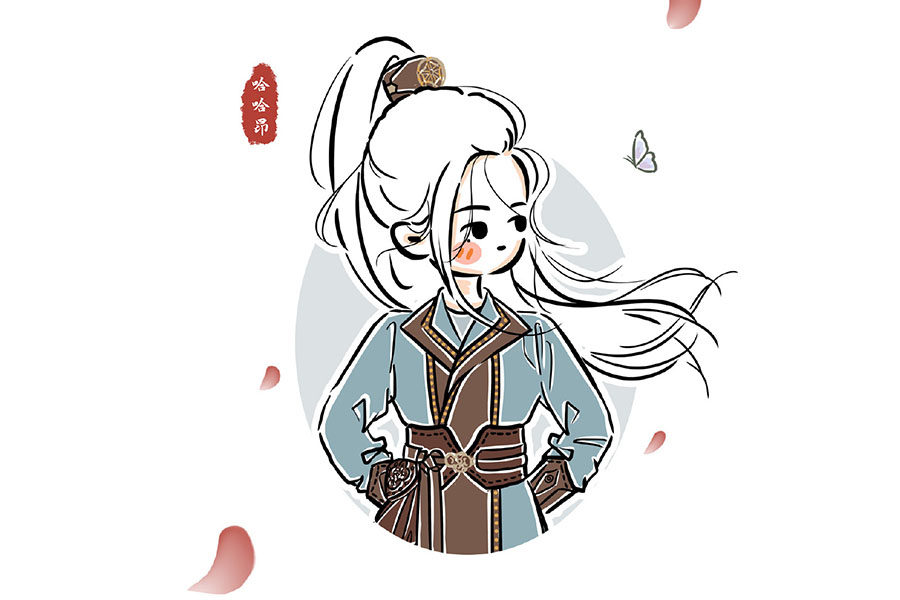 古风也可以很可爱 一组漂亮的古风小女孩简笔画图片