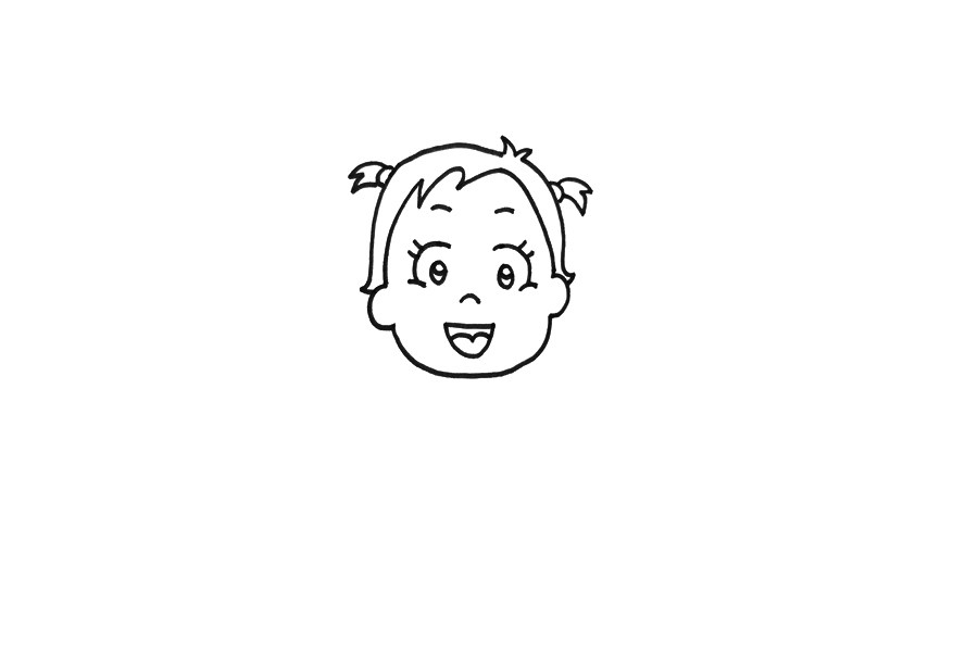 穿漂亮裙子的小女孩简笔画教程