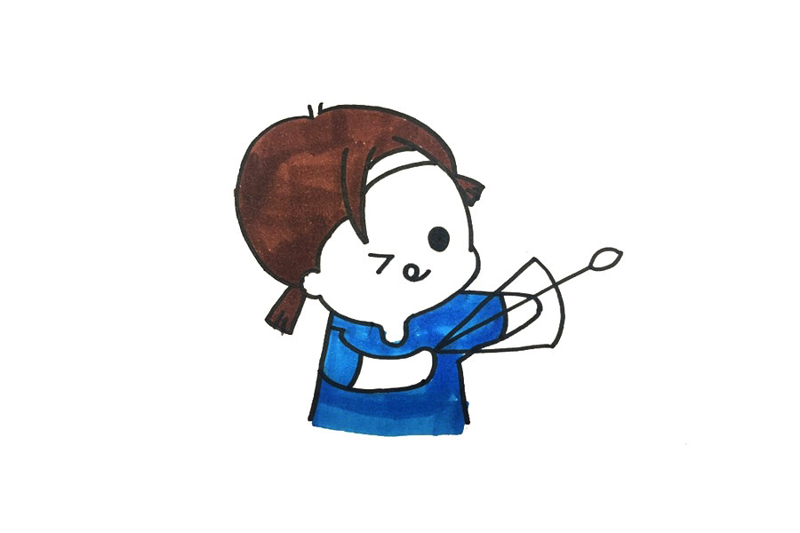 射箭的小女孩简笔画步骤