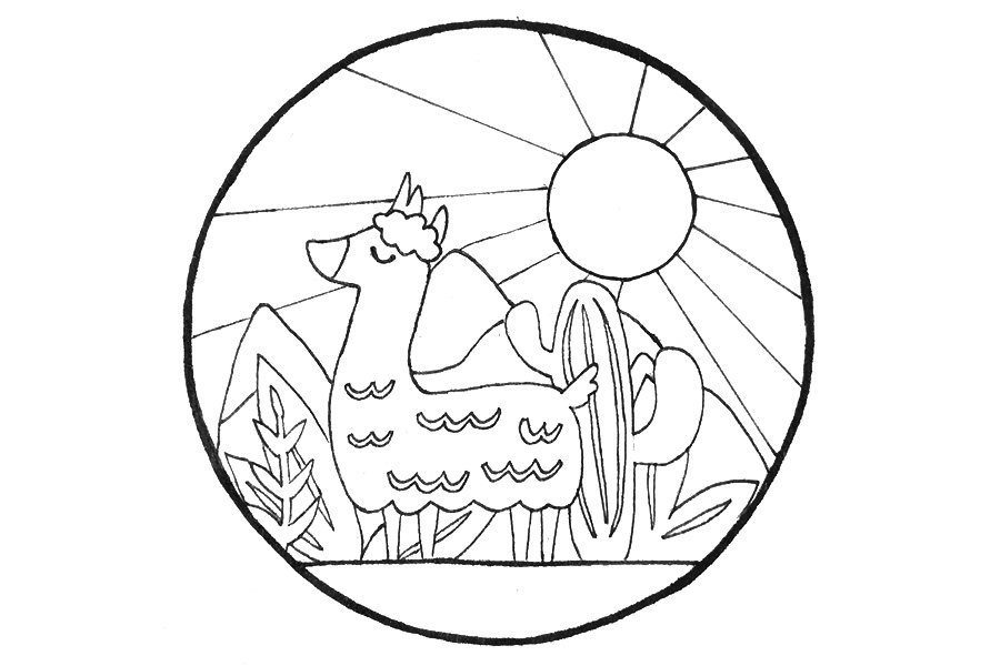 羊驼卡通简笔画