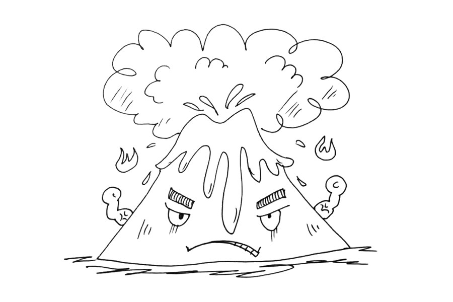 愤怒的火山喷发简笔画画法步骤
