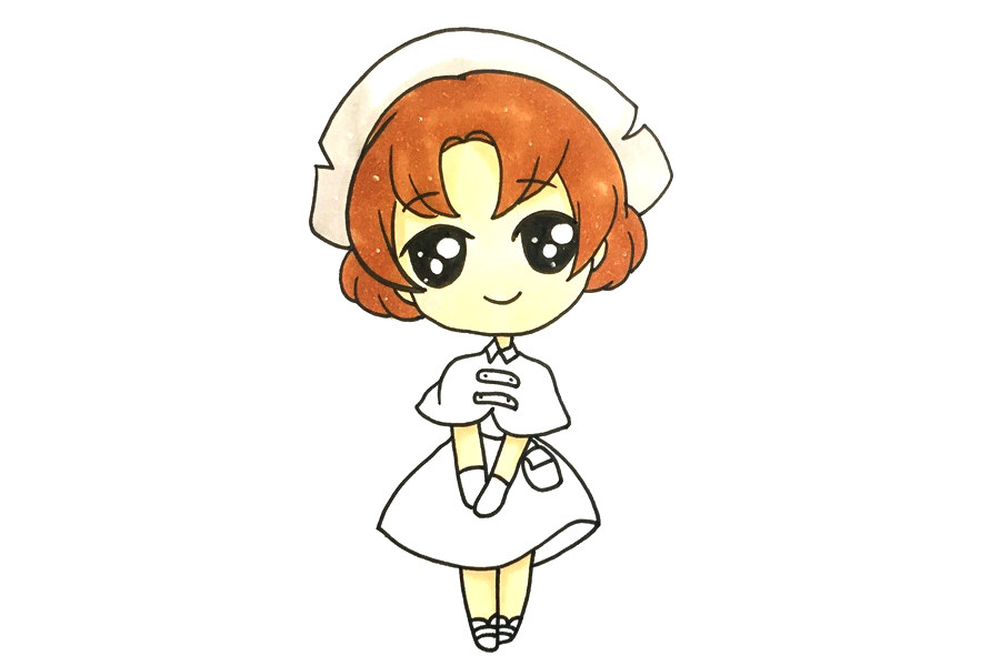 穿裙子的小女孩简笔画画法