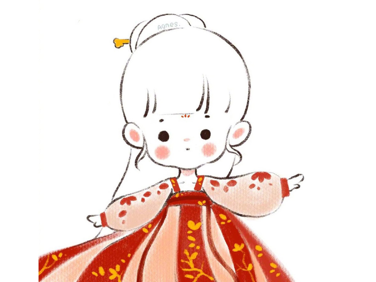 一组可爱的小女孩简笔画图片