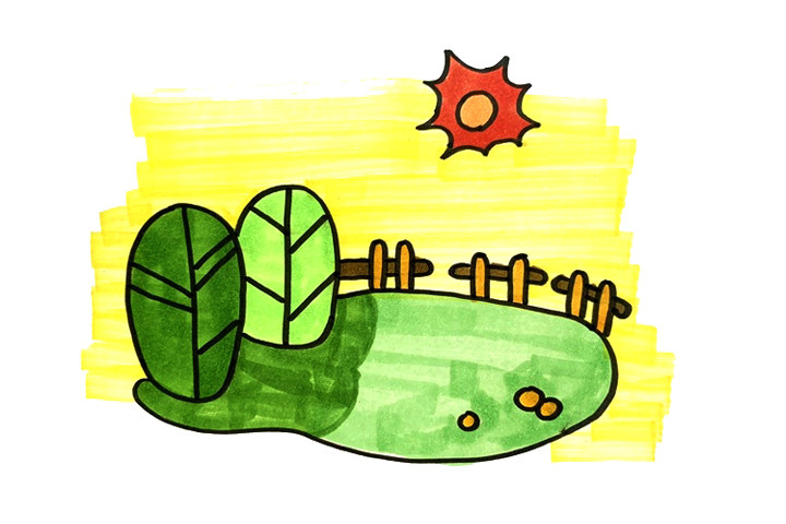 春天景色怎么画