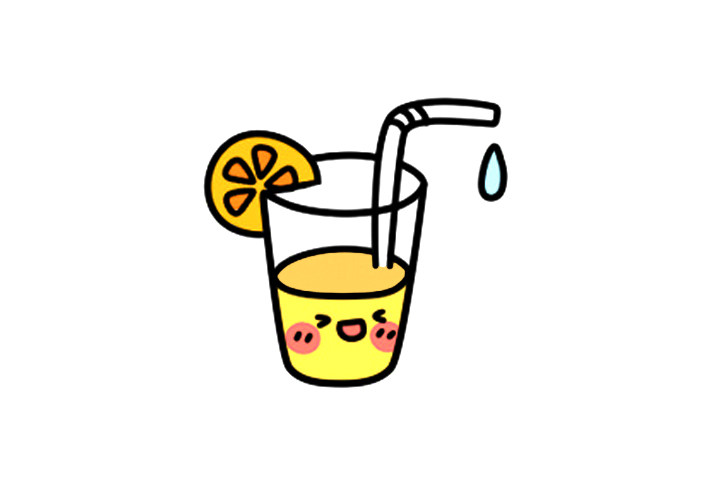 一杯橙汁简笔画画法步骤