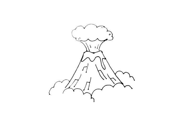 火山爆发简笔画画法步骤