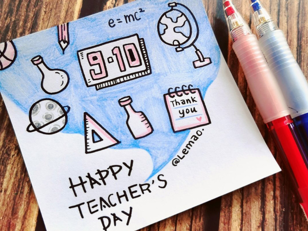 happy teacher day 教师节快乐简笔画小画