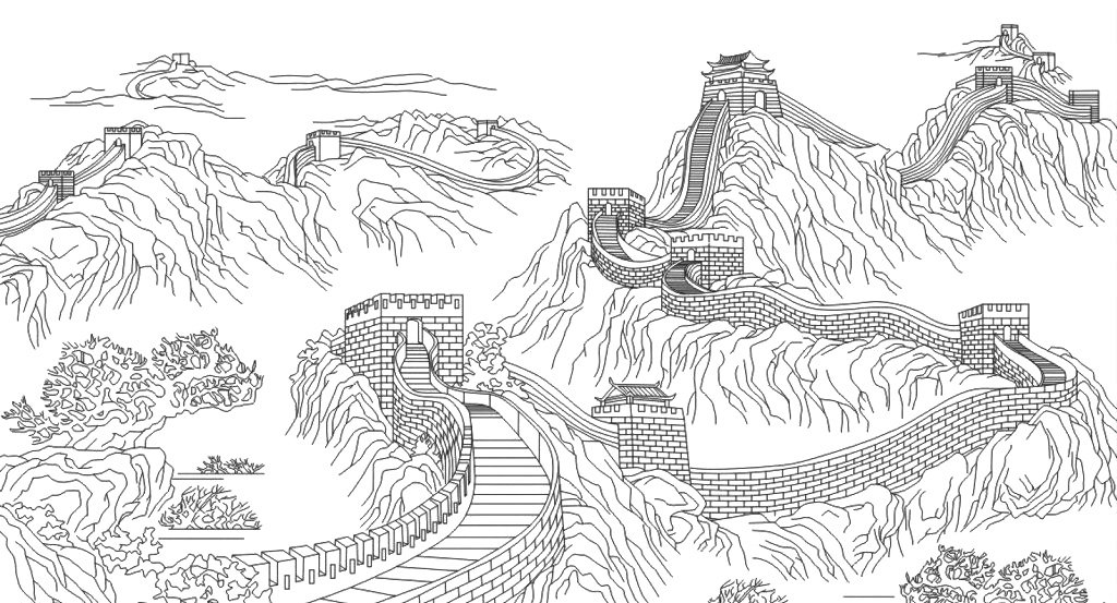 画长城的简笔画图片