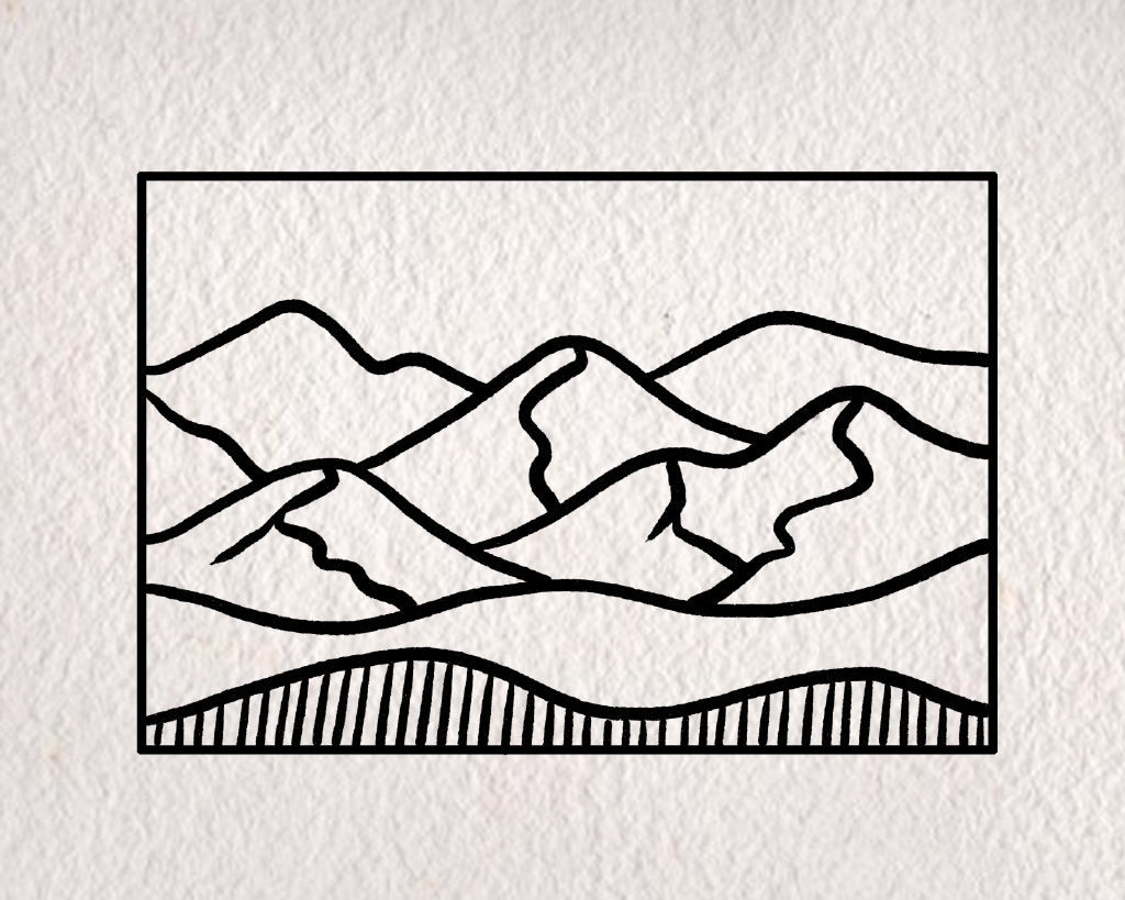 简单的山川风景简笔画教程
