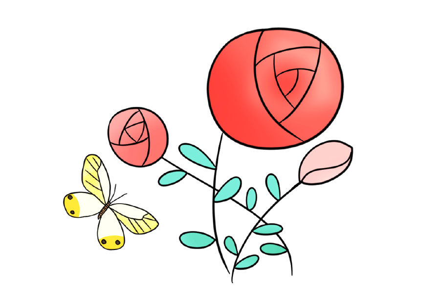 一步一步学画漂亮的玫瑰花