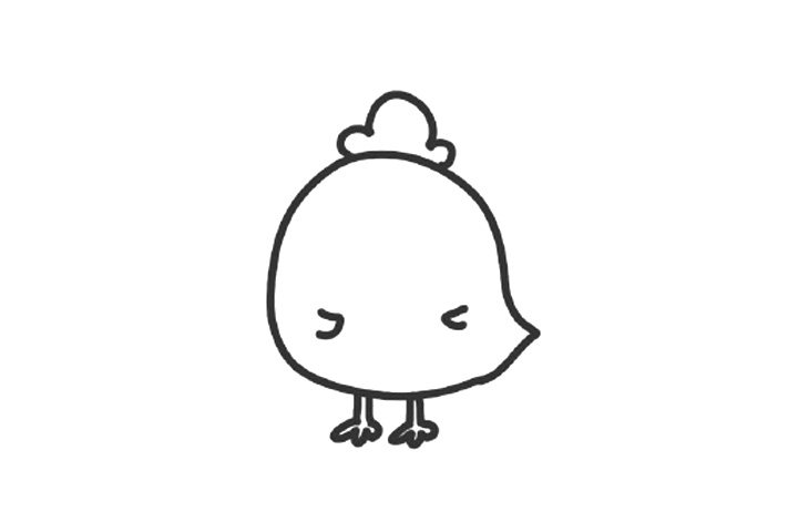 呆萌的小鸡简笔画画法步骤