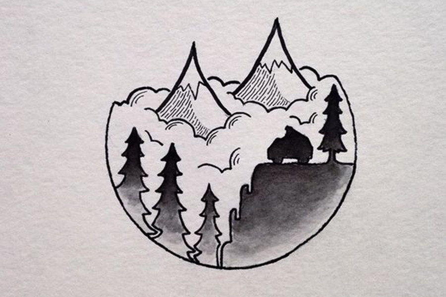 一组可爱的风景简笔手绘图片