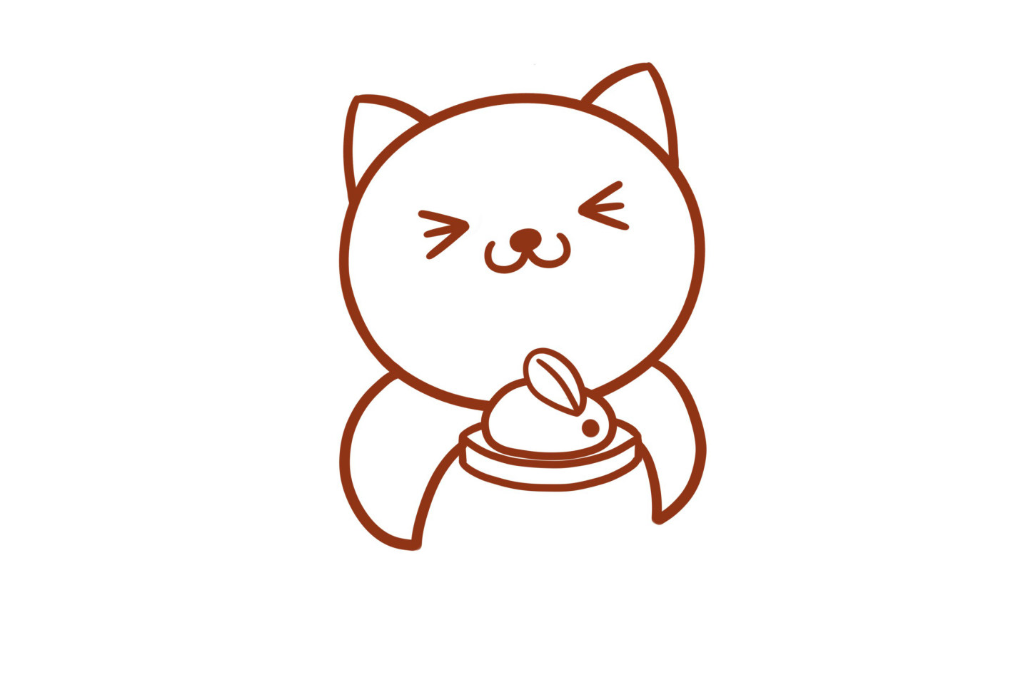 穿裙子的小猫简笔画步骤
