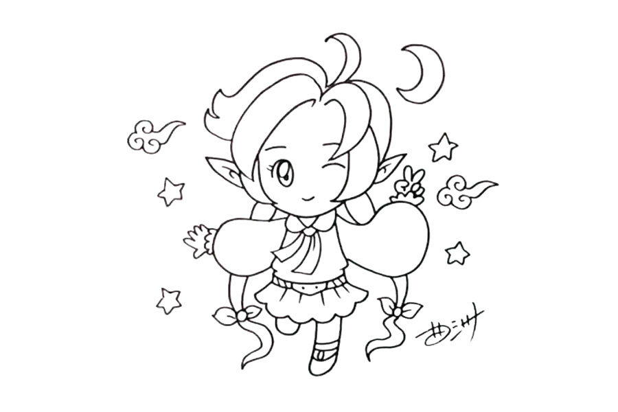 画漂亮的卡通美少女