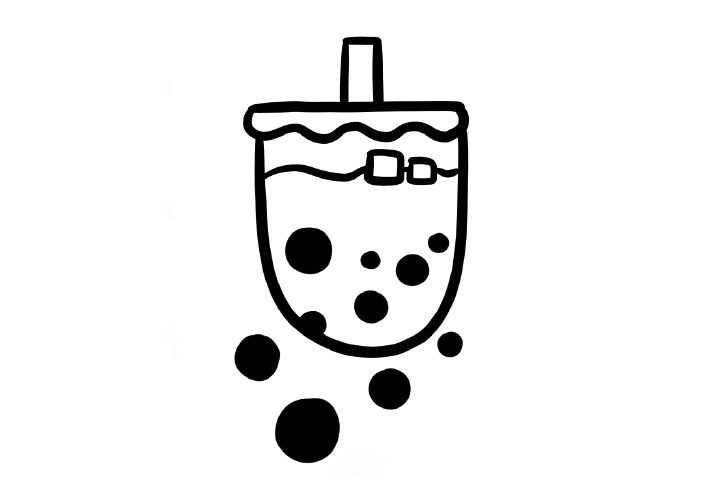 黄金波波奶茶简笔画画法