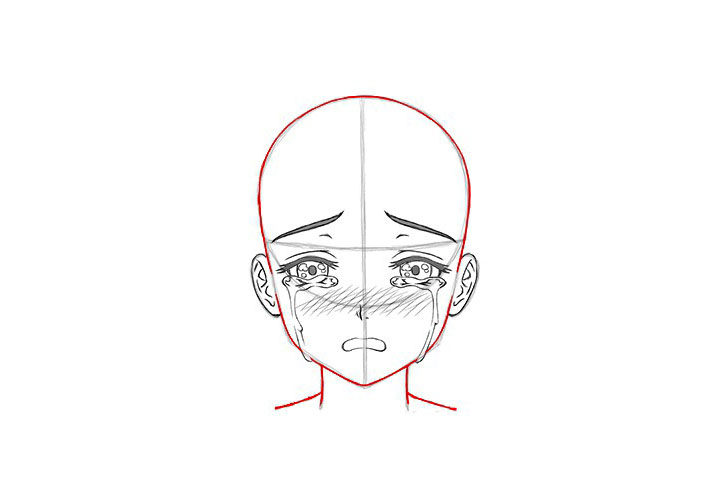 画短发女孩漫画-害怕表情的画法