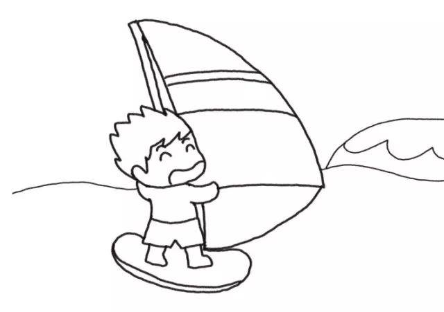 好玩的帆船运动简笔画画法