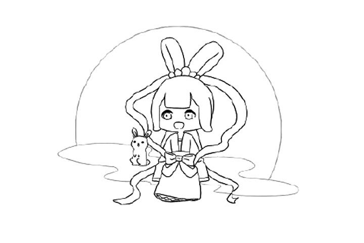 月亮上的嫦娥和玉兔简笔画教程
