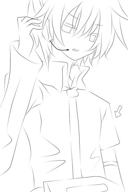 动漫男生线稿+彩色图片