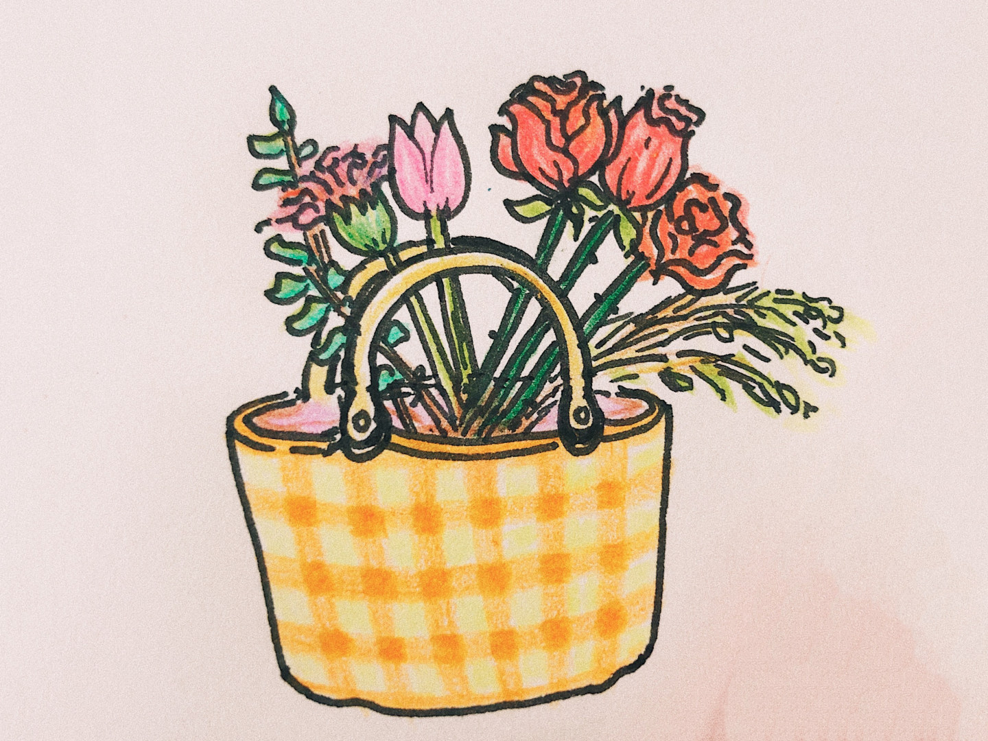 美丽的小花篮怎么画 教师节简笔画素材