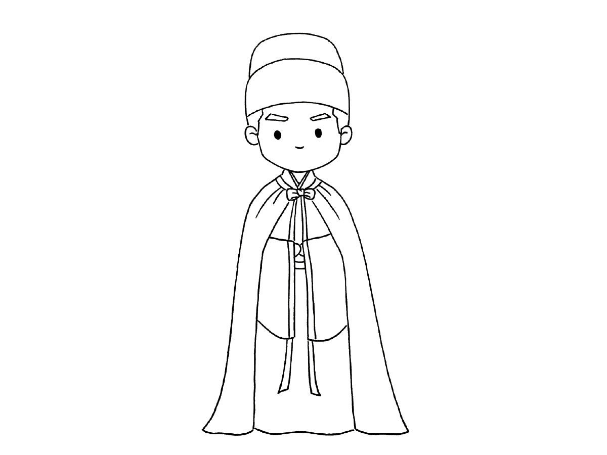 鹤唳华亭萧定权简笔画画法步骤