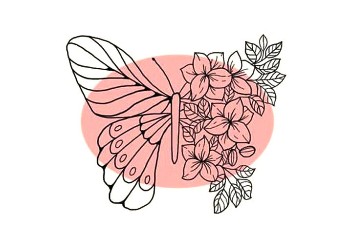 一半蝴蝶一半花蝶恋花简笔画