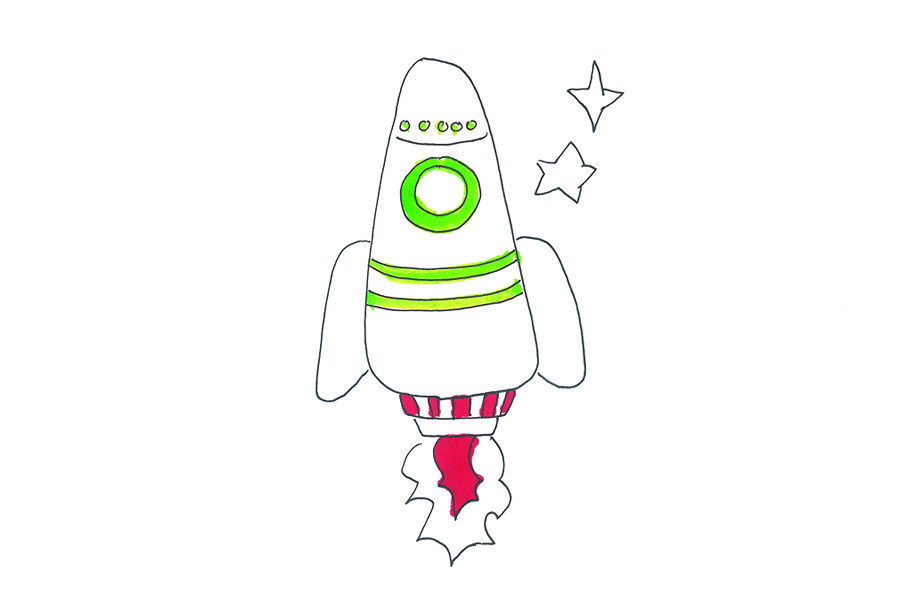 宇宙飞船简笔画画法步骤